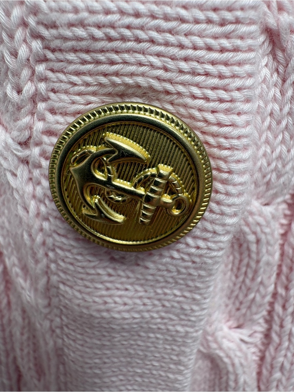 a new day Light Pink Cable Knit Short Sleeve Cardigan with Gold Buttons - Picture 3 of 4